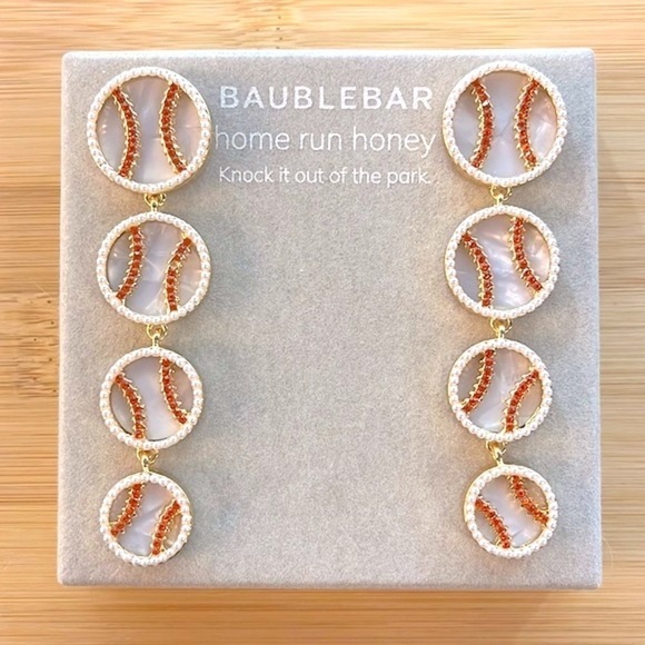 Brand New BaubleBar Baseball Drop Earrings Home Run Honey Beaded Sporty MLB - Picture 1 of 9